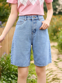 Thumbnail for กางเกงขาสั้นผู้หญิงแบรนด์Yody เอวสูง ขากว้าง เนื้อเย็นที่มีสไตล์และอ่อนเยาว์ SJN3052